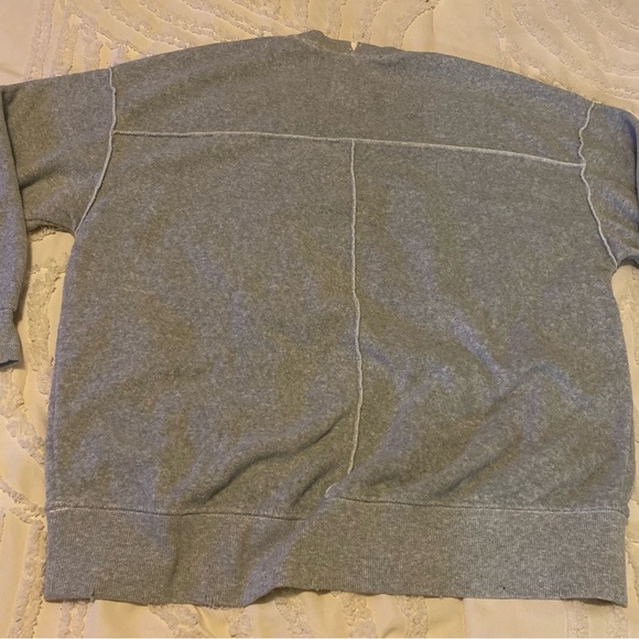 Aerie Gray Off-the-Shoulder Sweater with Green Accents - Picture 3 of 7